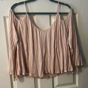Women's Pink Super Soft Flowy Long Sleeve Cold Shoulder Blouse Size Medium
